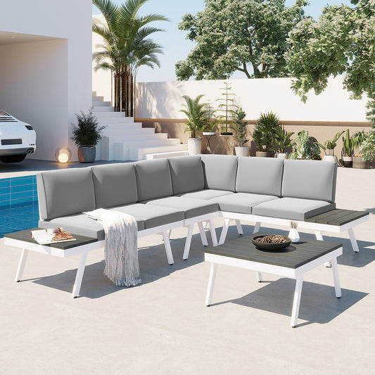 Industrial 5-Piece Aluminum Outdoor Patio Furniture Set