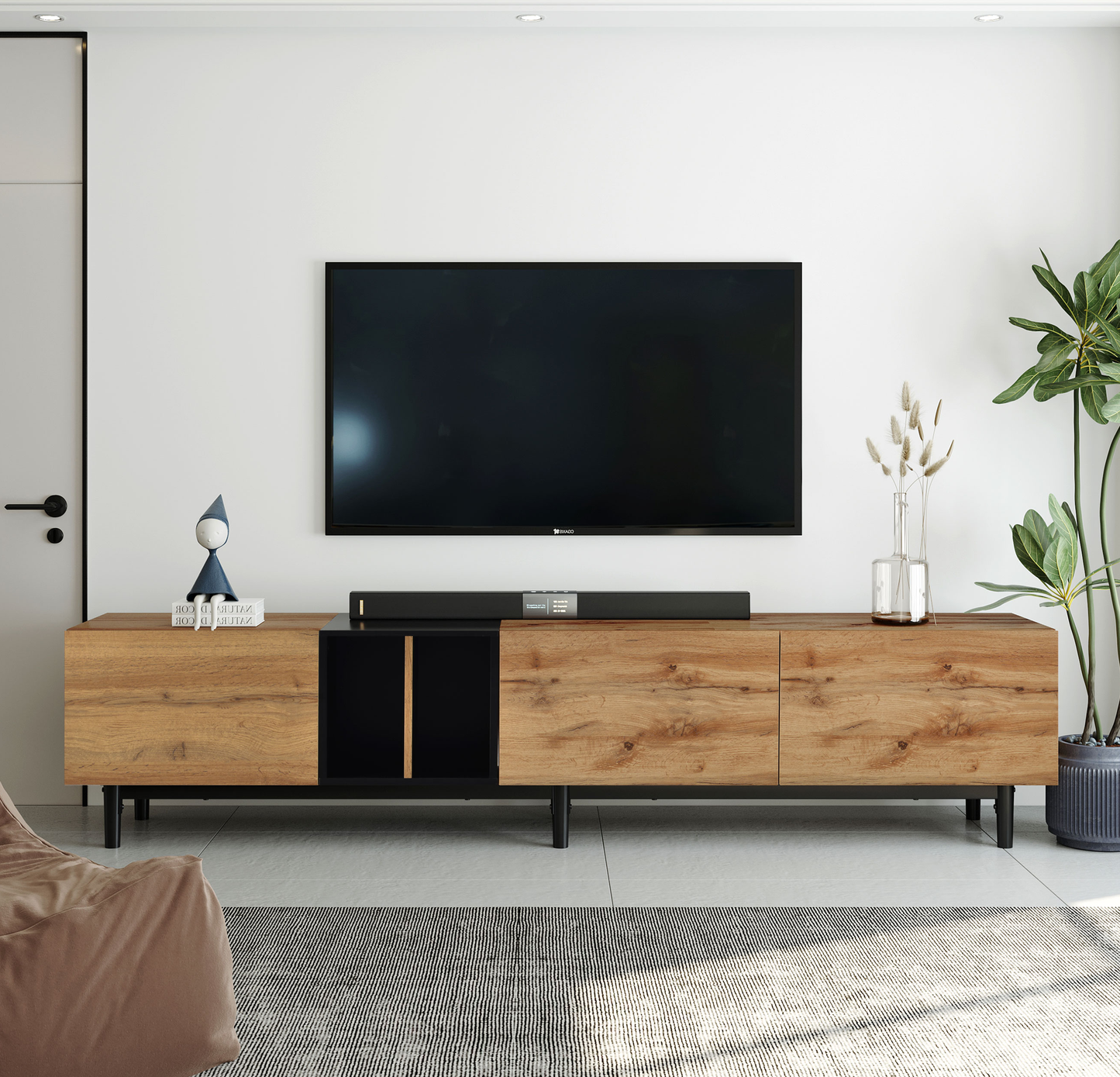 Modern Wood Finish TV Stand/Media Console Table