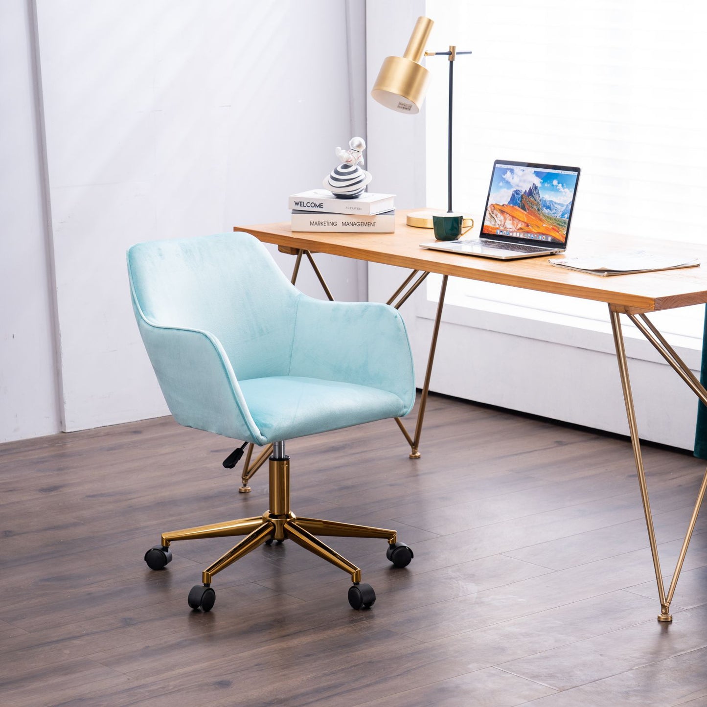 Modern Velvet Adjustable Office Chair with Wheels