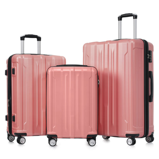 Luggage Set Pink 3 Pieces, Expandable Spinner