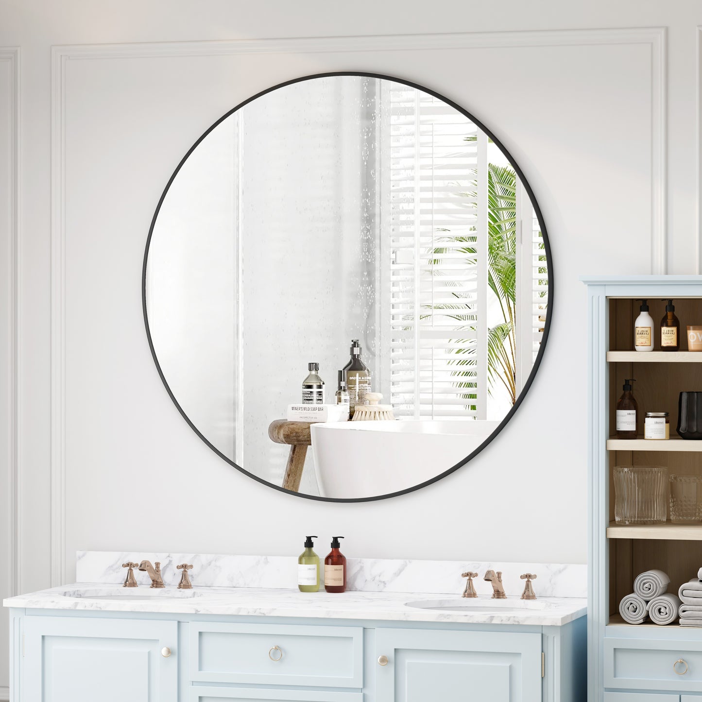 Black Circular Wall Mirror