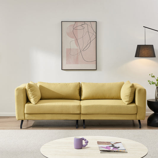 86" Light Yellow Contemporary Sofa