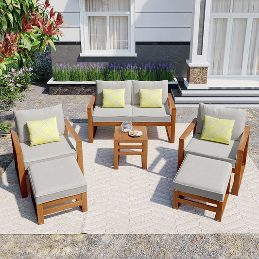 6-Piece Outdoor Wood Conversation Set